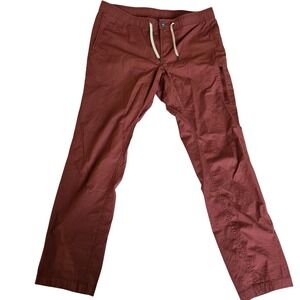 Vuori Mens Large Ripstop Casual Pants Elastic Waist Drawstring Hiking Orange